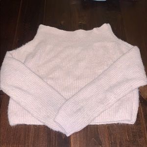 Off the Shoulder Pink Fuzzy Sweater